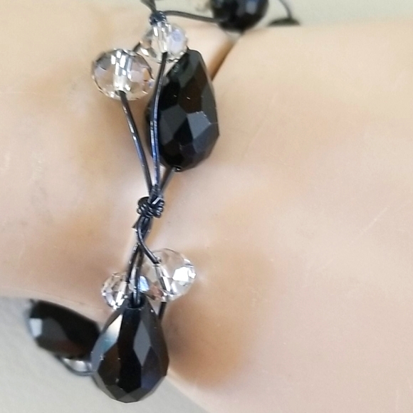 Vintage Glass And Crystal Beaded Stretch Bracelet - Picture 10 of 12